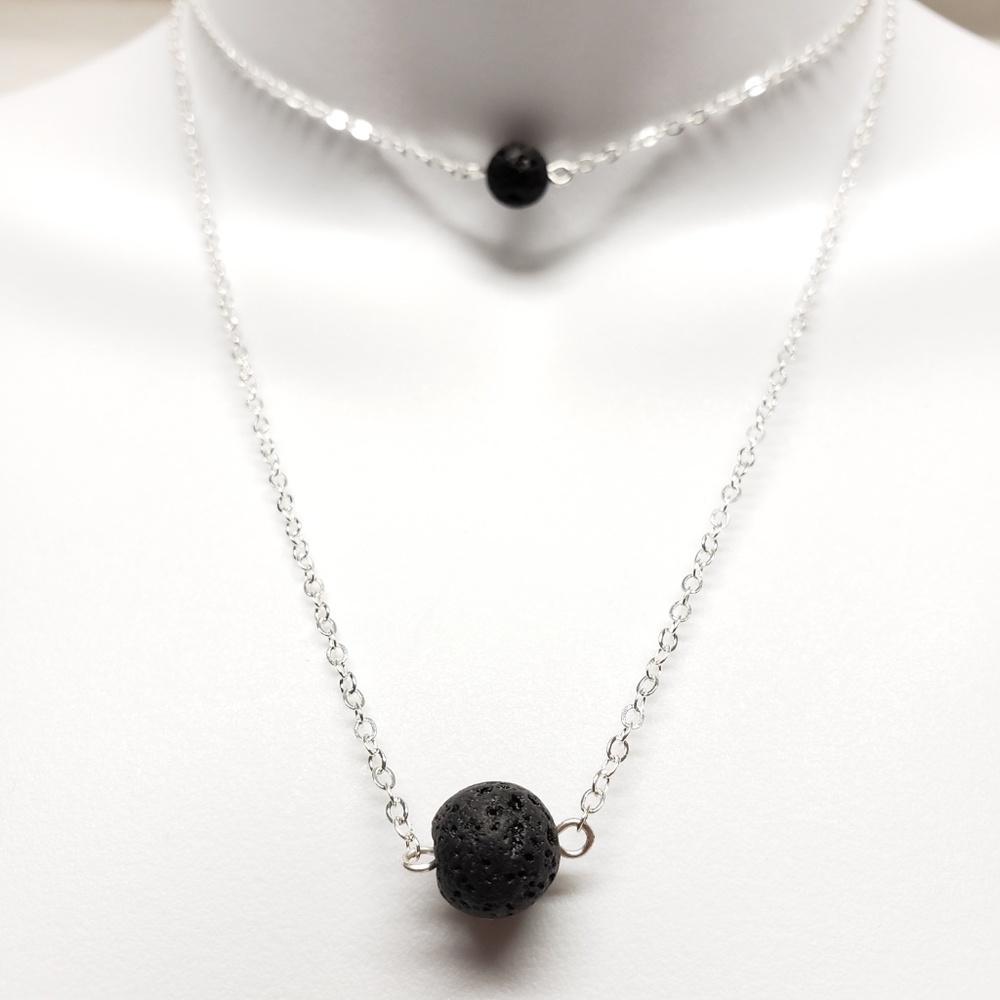 Layered Lava Stone Aromatherapy Diffuser Necklace
